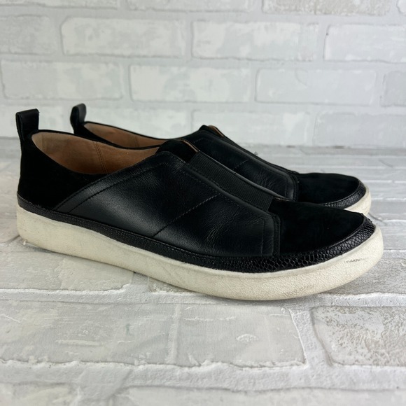 Vionic Shoes - Vionic Zinah Slip On Sneakers Shoes Womens 9.5 Black Nubuck Leather Comfort 40.5